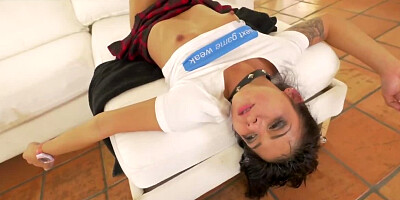 Tiny schoolgirl gets her sweet faced fucked at home