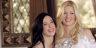 Aiden Ashley and Charlotte Stokely perform pussylicking