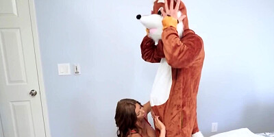 Busty cougar cheats on boyfriend with his well-built bald stepson
