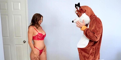 Busty cougar cheats on boyfriend with his well-built bald stepson