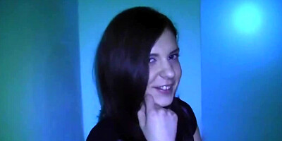 Adorable Euro amateur sucking two dicks in public