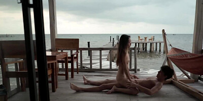 Guy succeeds tempting oriental teen into making it on pier