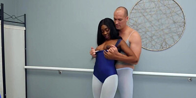 Janitor pretends to be an instructor to fuck the Ebony ballerina