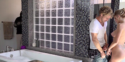 Sexy lady with amazing body just took shower and started to fuck