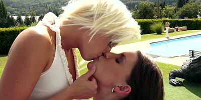 Babes mix yoga and awesome lesbian sex in a nice sunny day