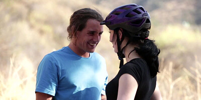 A couple makes a break from bike riding and then they fuck