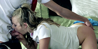 Hot chick is getting out of her uniform so she could be fucked really hard