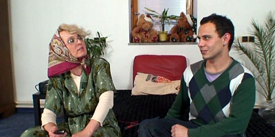 Mature blonde woman having sex with a hung pervert