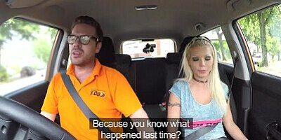 Fake Driving School Barbie earns her pass with a huge facial