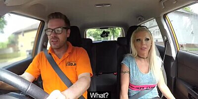 Fake Driving School Barbie earns her pass with a huge facial