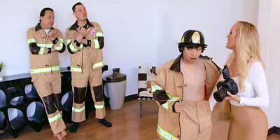 Fireman takes part in photo session that turns into sex with MILF