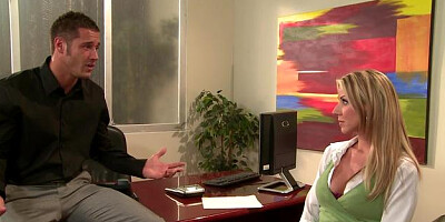 Big Tits at Work: Carolyn Reese wearing boxers reverse cowgirl