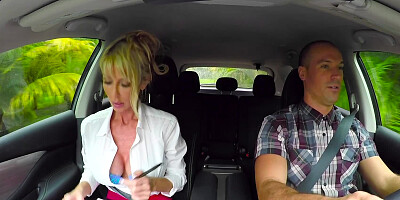 Big-boobed driving instructor gets banged by her student