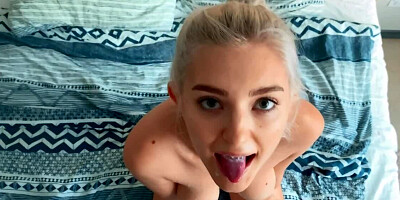 Lovely blonde covered in cum after sex with naughty roommate