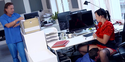 Jason Steel face-fucks a lovely secretary Sina Velvet