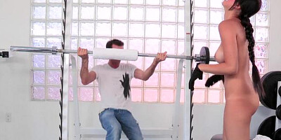 8th Street Latinas: Mandie next to James Deen at the gym