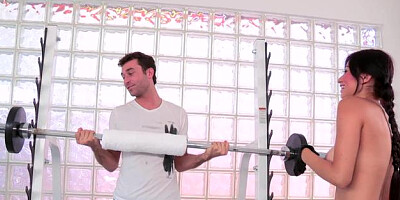 8th Street Latinas: Mandie next to James Deen at the gym