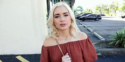 Cute blonde is licking and sucking big boner in the open air