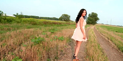 The beautiful girl is out in the open with her horny boyfriend