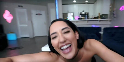 Couple doesn't go to a party and man fucks Latina to compensate