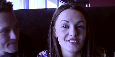 Two guys sit down for chitchat and score with an amateur hussy