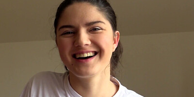 Francesca Di Caprio gets naked and masturbates at porn casting