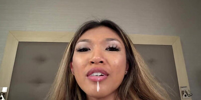 Asian with nice tits and navel piercing fucked at the casting