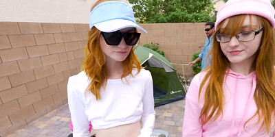 Two redhead chicks are sharing big cocks in this 4some video