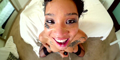 Sloppy wet cocksucking from beautiful pornstar Honey Gold