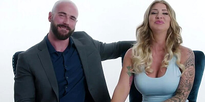 MILF with big boobs strokes and fucks a guy with hot cock