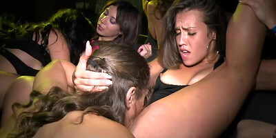 Excited girls take part in crazy sex party held in nightclub