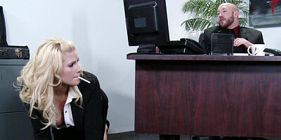 Big Tits at Work - Inked Jessica Nyx fingering cock sucking