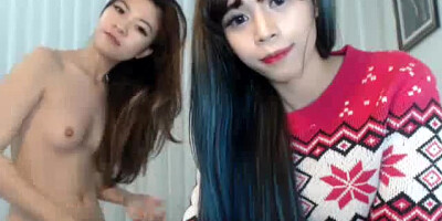 Two Skinny Asian Webcam Teens Playing