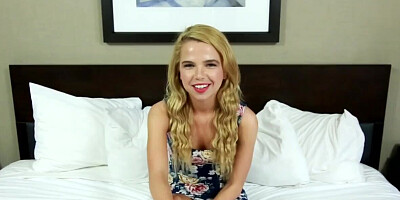 Blonde cutie has her tight pussy drilled at audition