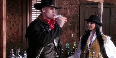 Hot milf is getting penetrated in a saloon by a horny cowboy
