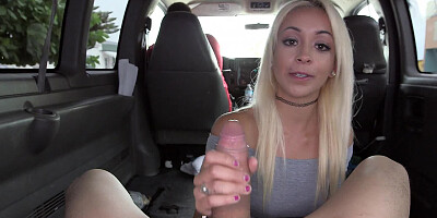 Amateur with small tits and perky nipples is getting humped in the van