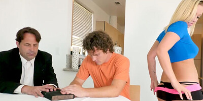 Bailey Brooke cock-teases dude and plays with his hard cock