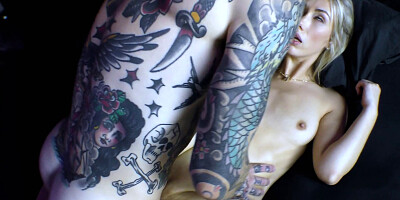 Attractive blonde fucked by two hung guys in a threeway