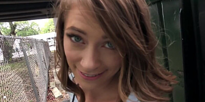 For cash slim beauty blows stranger's cock in hidden spot