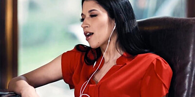 Ebony starlet with a fit figure massaging the lesbian