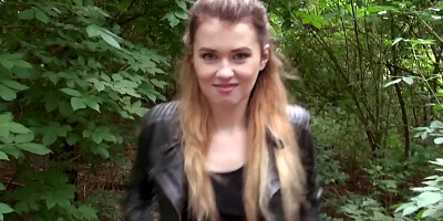 The boyfriend would like to get some oral sex in the forest