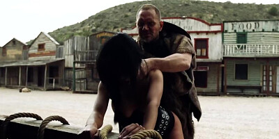 Horny cowboy is fucking amazing brunette on the street