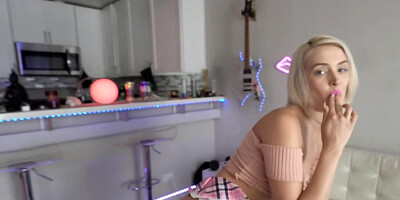 Blowjob is a thing that the blonde coed likes to do most of all