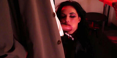 Brunette MILF cheats on husband being face-fucked by detective