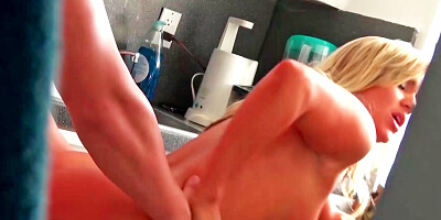 Horny girl is naked and penetrated by a large cock