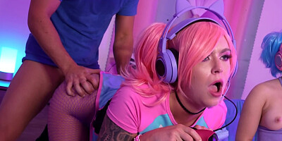 Streamer girls getting fucked by the same horny guy