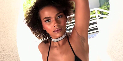 Gorgeous black babe getting fucked hard by a black man