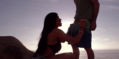 A hot lady is getting penetrated on the beach by her lover