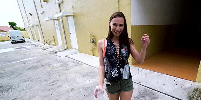 Girl looks directly into fucker's eyes during blowjob