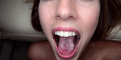 The amateur is close to the camera while fucking and sucking